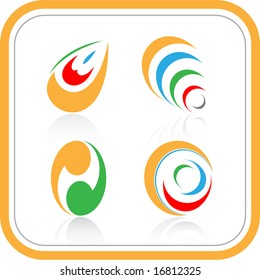 Abstract internet icons. Orange set. Simply change. Vector illustration.