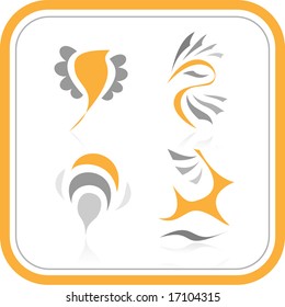 Abstract internet icons. Orange set. Simply change. Vector illustration.
