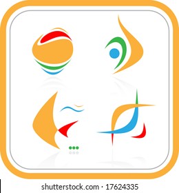 Abstract internet icons. Orange set. Simply change. Vector illustration.