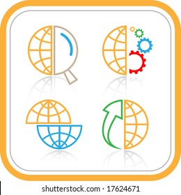 Resumen de iconos de Internet. Conjunto naranja. Simplemente cambia. Ilustración vectorial.