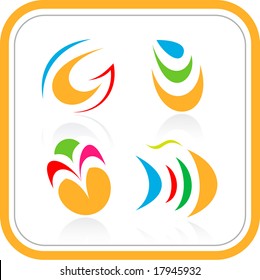 Abstract internet icons. Orange set. Simply change. Vector illustration.