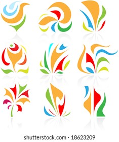 Abstract internet icons. Orange set. Simply change. Vector illustration.