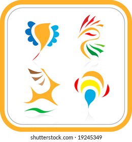 Abstract internet icons. Orange set. Simply change.  Vector illustration.