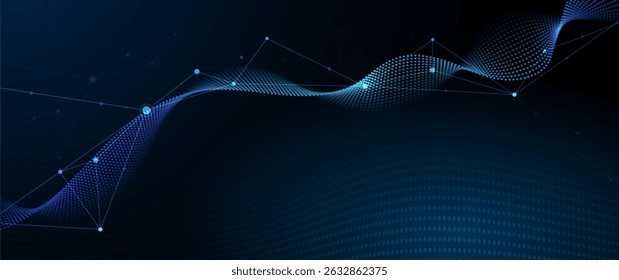 Abstract internet network connection design for web site. Digital data, communication, science and futuristic concept. Vector molecule, Network Connected lines with dots, technology on blue background