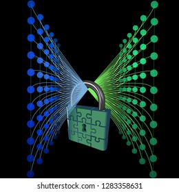Abstract internet security background. Cyber digital lock. Vector illustration.