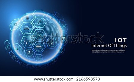 Abstract Internet of things Concept city 5G.IoT (Internet of Things) communication network Innovation Technology Concept Icon. Connect wireless devices and networking Innovation Technology.