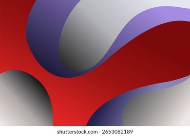 Interação abstrata das curvas de gradiente vermelho, roxo e cinza em D