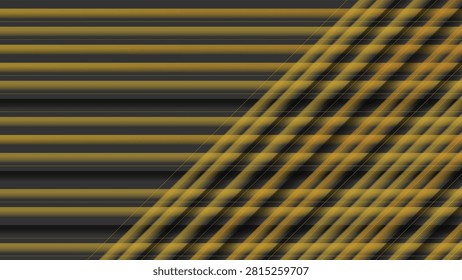 Abstract intersecting horizontal and diagonal golden line pattern with motion blur creating a modern geometric technology vector background  