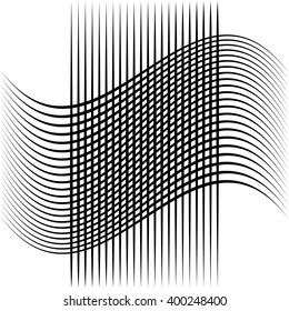 Abstract intersecting lines, grid mesh pattern element isolated on white