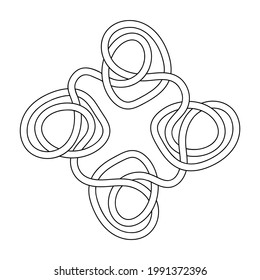 Abstract intersecting stripes, ribbons, and a maze. Coloring book for children and adults.