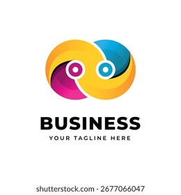 Abstract intertwined business logo with gradient color scheme