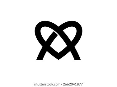Abstract intertwined heart and M logo representing love and partnership for modern brands.