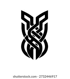 Ilustração em vetor de totem estilizado entrelaçado para arte tribal, identidade cultural, mitologia moderna, logotipos exclusivos ou elementos decorativos