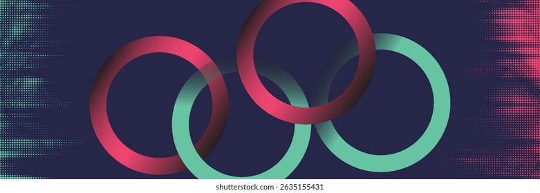 Abstract Intertwined Teal Pink Rings Circular Design Gradient Background Modern Minimalist Technology Concept Digital Art - background - high quality