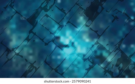 Abstract Interwoven Dark Azure Grid with Light Blue Highlights and Blurred Background Texture