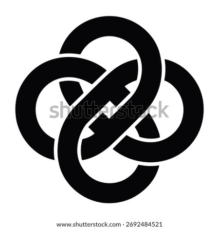 Abstract interwoven design, an unending loop vector illustration, representing eternal connection and symbolic unity.