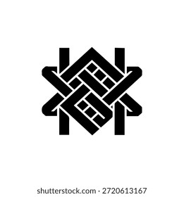 Logotipo geométrico entretejido Abstractas - silueta de símbolo arquitectónico simétrico