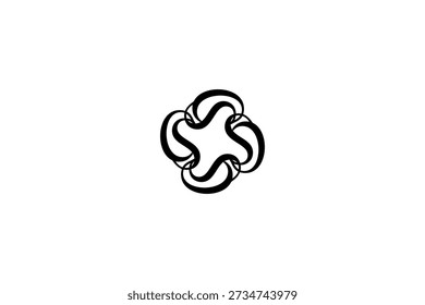 Abstract Interwoven Infinity Knot Symbol, Minimal Geometric Loop Logo, Black Line Emblem