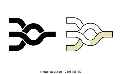 Abstract interwoven lines forming a complex branching diagram symbol