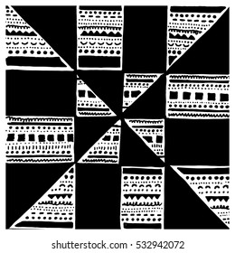 Abstract Intricate Triangles Pattern (Hand Drawn Vector Illustration)