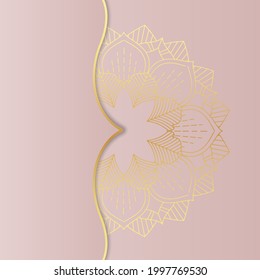 Abstract invitation background with decorative gold mandala design