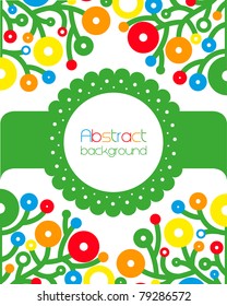 abstract invitation background, round shapes tree design and green label