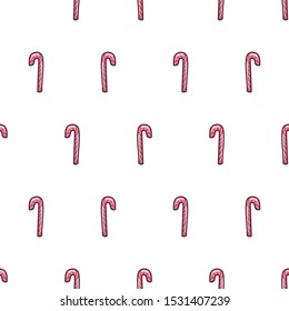 Abstract invitation with candy christmas seamless pattern. Colorful cartoon cute bright Xmas vector background.