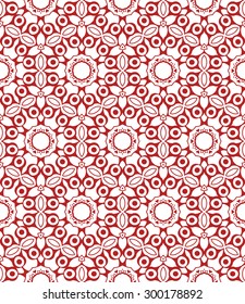 Abstract invitation card background, red ornament seamless pattern with flowers and heart
