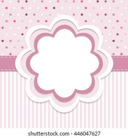 Abstract Invitation Card With Dots, Flower And Stripes