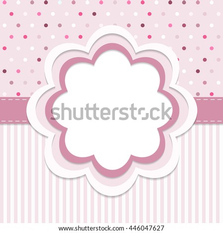 Abstract Invitation Card With Dots, Flower And Stripes