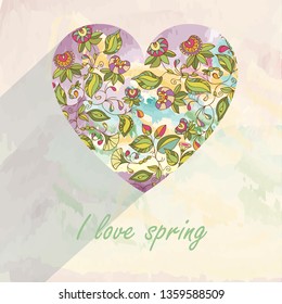 Abstract invitation card. Template heart flowers design for card. Abstract floral background. Abstract floral background, vector ornaments - summer, flowers, floral theme for design.