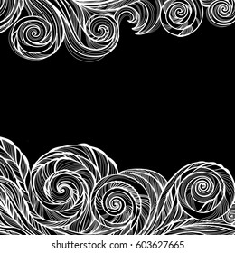 Abstract invitation card. Vector template frame design for card. Black background.