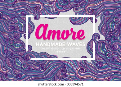 Abstract invitation card with abstract wave. Template wavy frame design for card