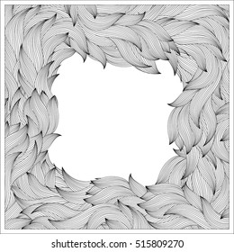 Abstract invitation card with waves in black outlines. Template frame design for card.