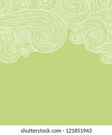 Abstract invitation card with waves in green color. Template frame design for card.