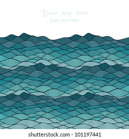 Abstract invitation card of waves look like ocean. Template frame design for card.