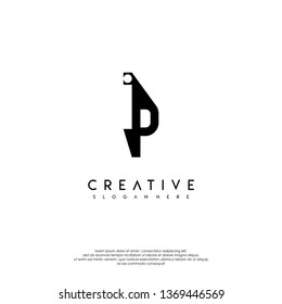 abstract IP logo letter in shadow design concept