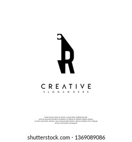 abstract IR logo letter in shadow design concept