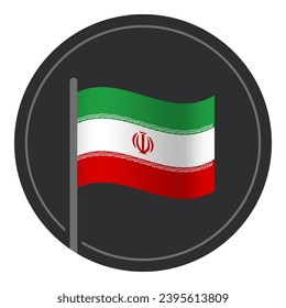 Abstract Iran Flag Flat Icon in Circle Isolated on White Background