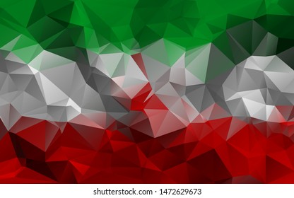 Abstract Iran Flag Iranian Flag Green white and Red color gradient low poly low polygonal abstract vector background