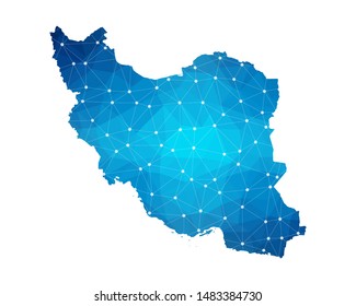 Abstract Iran Map geometric rumpled triangular low poly style gradient graphic on white background , line dots polygonal design for your . Vector illustration eps 10