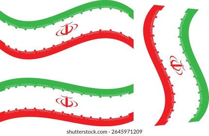 Abstract Iranian Flag Wave Banner Vector in Green Red White Colors with National Emblem 4K
