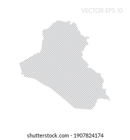Abstract Iraq map with gray diagonal lines. Iraq stripes map. Vector illustration EPS10.