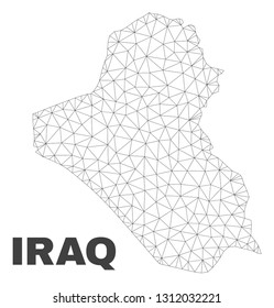 Abstract Iraq map isolated on a white background. Triangular mesh model in black color of Iraq map. Polygonal geographic scheme designed for political illustrations.