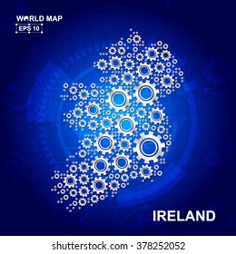 Abstract Ireland gear map. Vector design