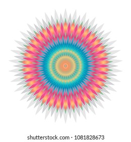 Abstract Iridescent background. colorful psychedelic mandala isolated with white background.