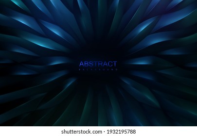 Abstract iridescent background. Concentric scale shapes backdrop. Vector 3d illustration. Organic radial pattern