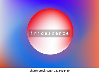 Abstract iridescent background with red and white orb in center.