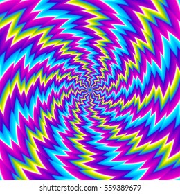 Abstract iridescent background with spirals. Spin illusion.
