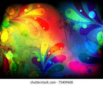Abstract iridescent background with a tear-shaped ornament